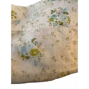 Vtg Cannon Monticello Standard FLOWER Pillowcase White, Blue, Green Retro